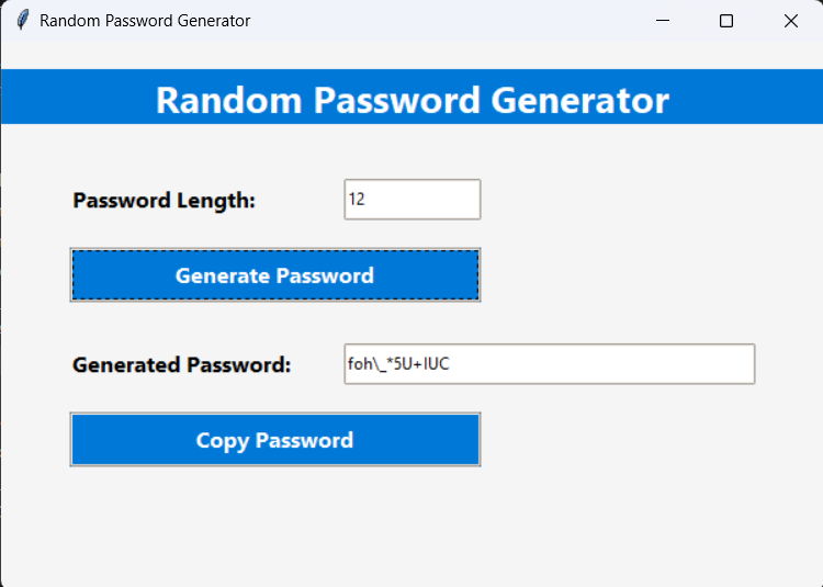 Password Generator Application Screenshot